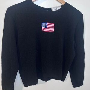Vintage American Flag Black Sweater